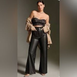 ANTHROPOLOGIE ‘THE COLETTE’ WIDE-LEG FAUX LEATHER PANTS BY MAEVE. Size 32T 🔥